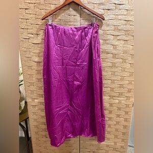 Eileen Fisher 100% Silk Rich Magenta Midi/Maxi Skirt Elastic Waist Size XL/XXL